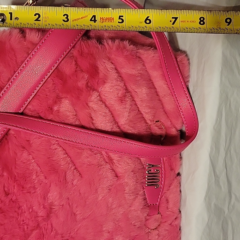 Juicy Couture Vibrant Pink Plush Shoulder Bag - Picture 3 of 6